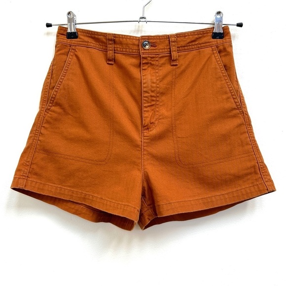 Madewell Camp Shorts Burnt Sienna Orange High Waisted, Size Small - Picture 5 of 13